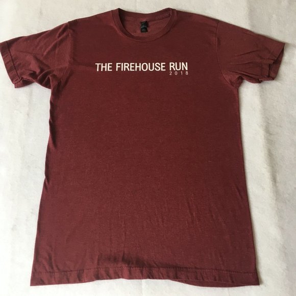 #78 Tultex The Firehouse Run 2018 Short Sleeve Maroon Men's T-shirt Size Medium - Picture 1 of 8